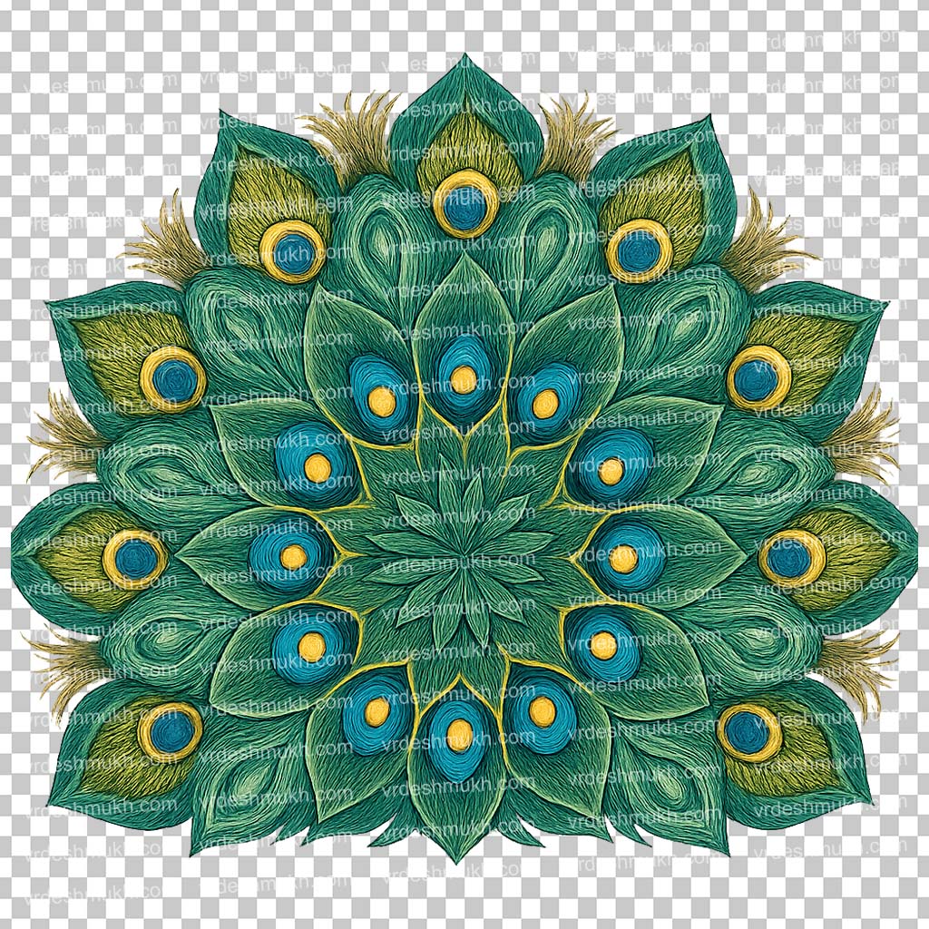 Beautiful Peacock Feather Mandala PNG Free Download | Morpankh Mandala Transparent Background Design