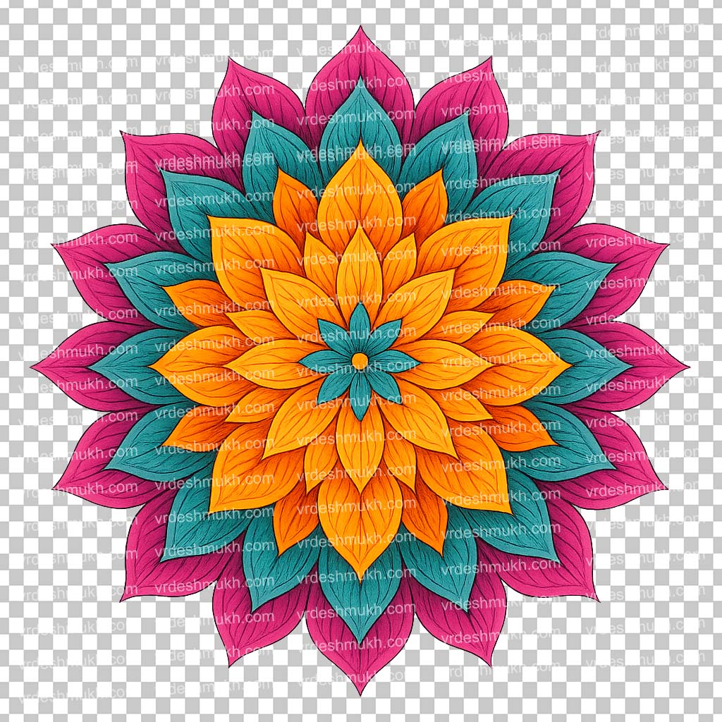 Colorful Floral Mandala PNG Free Download | Lotus Style Mandala Transparent Background Design