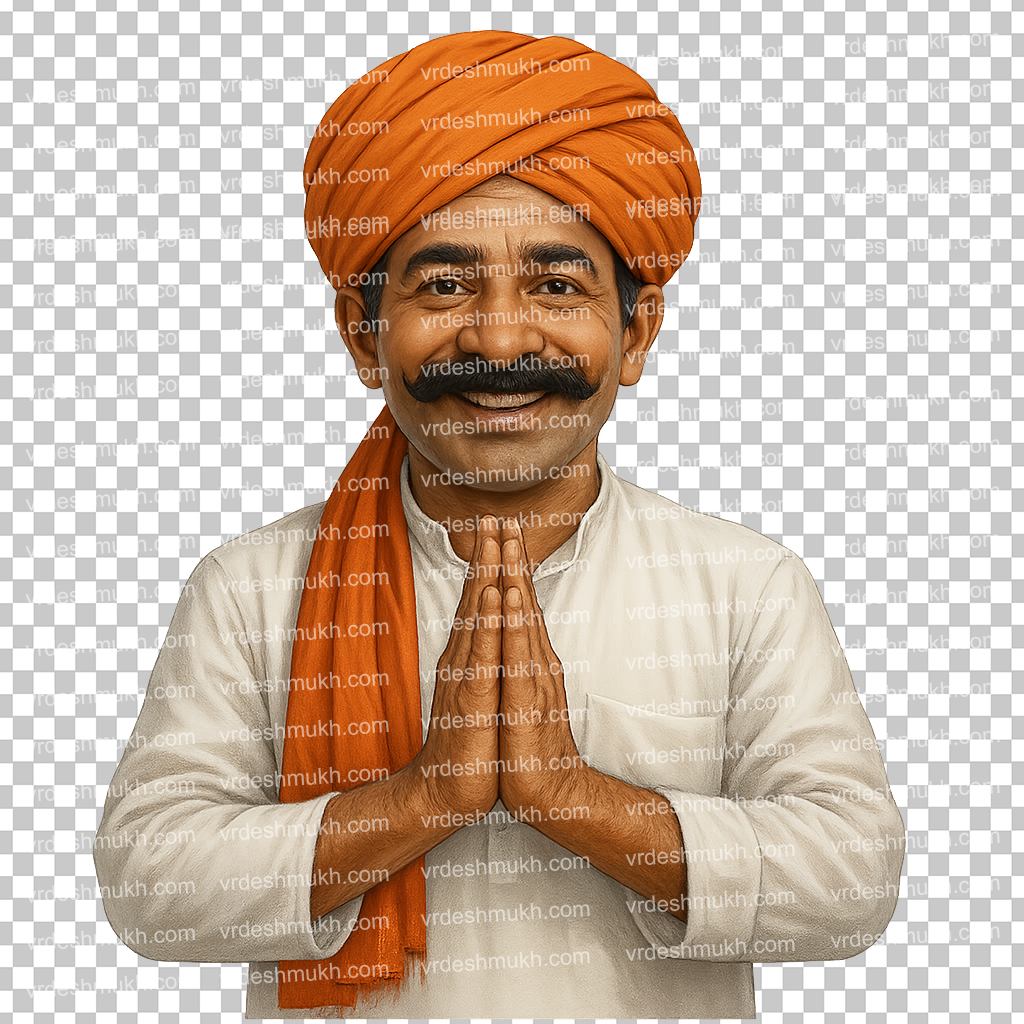 Marathi Farmer Namaste PNG Transparent Background | Shetkari Welcome PNG Free Download