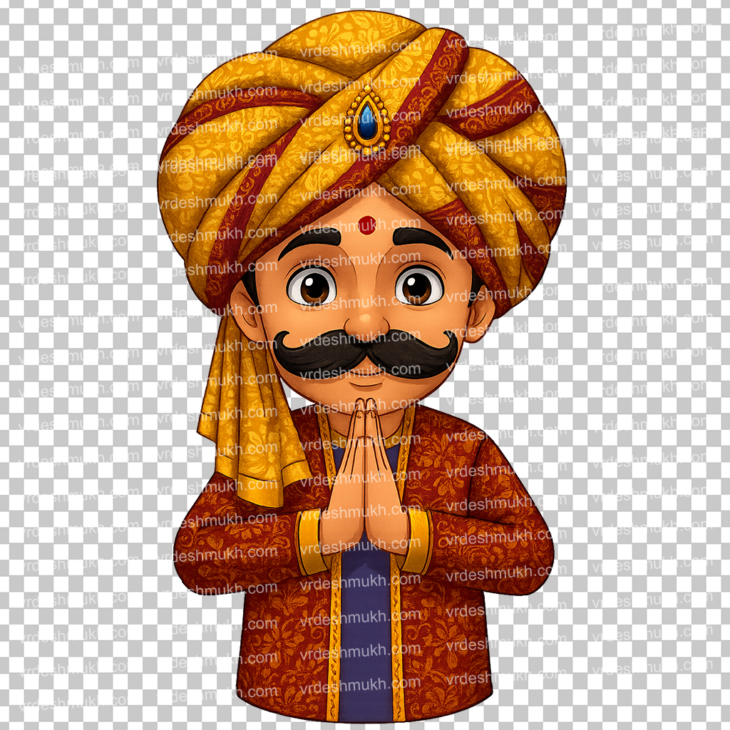 Royal Man Namaste PNG Transparent Background | Welcome King Cartoon PNG Free Download