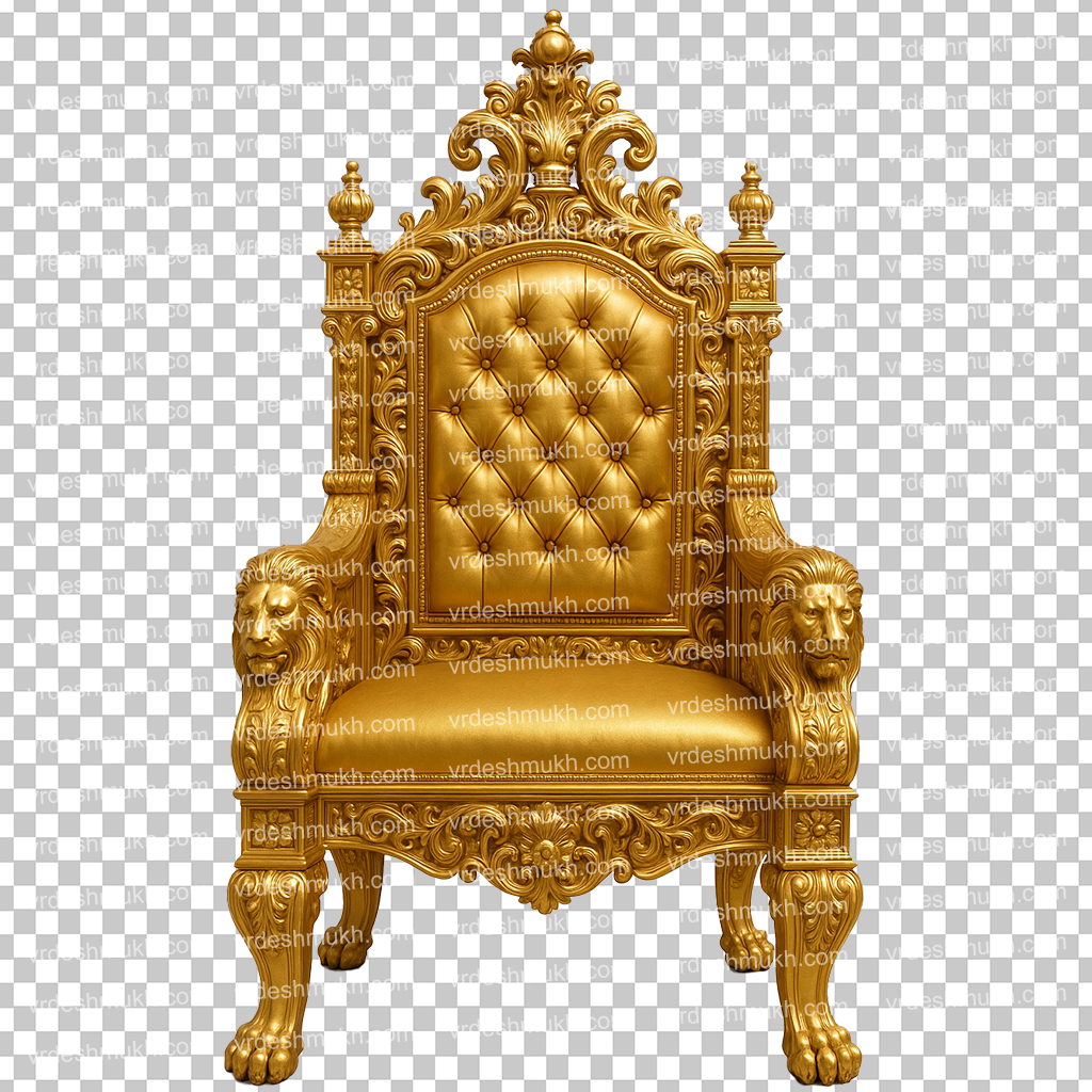 Chhatrapati Shivaji Maharaj Golden Royal Throne PNG Transparent Background | Rajgadi Sinhasan PNG