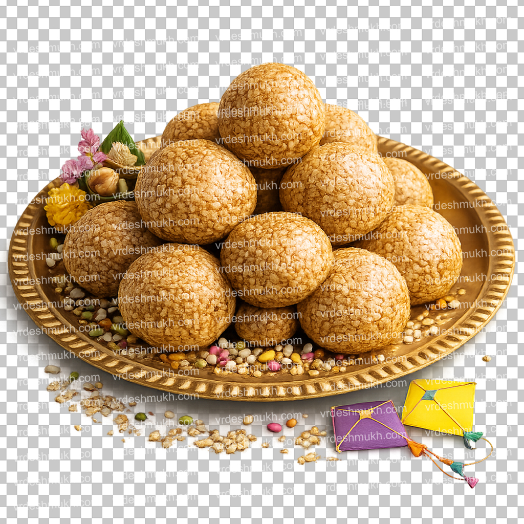Makar Sankranti Tilgul Laddu PNG Transparent Background | Tilgul Ladoo Plate PNG