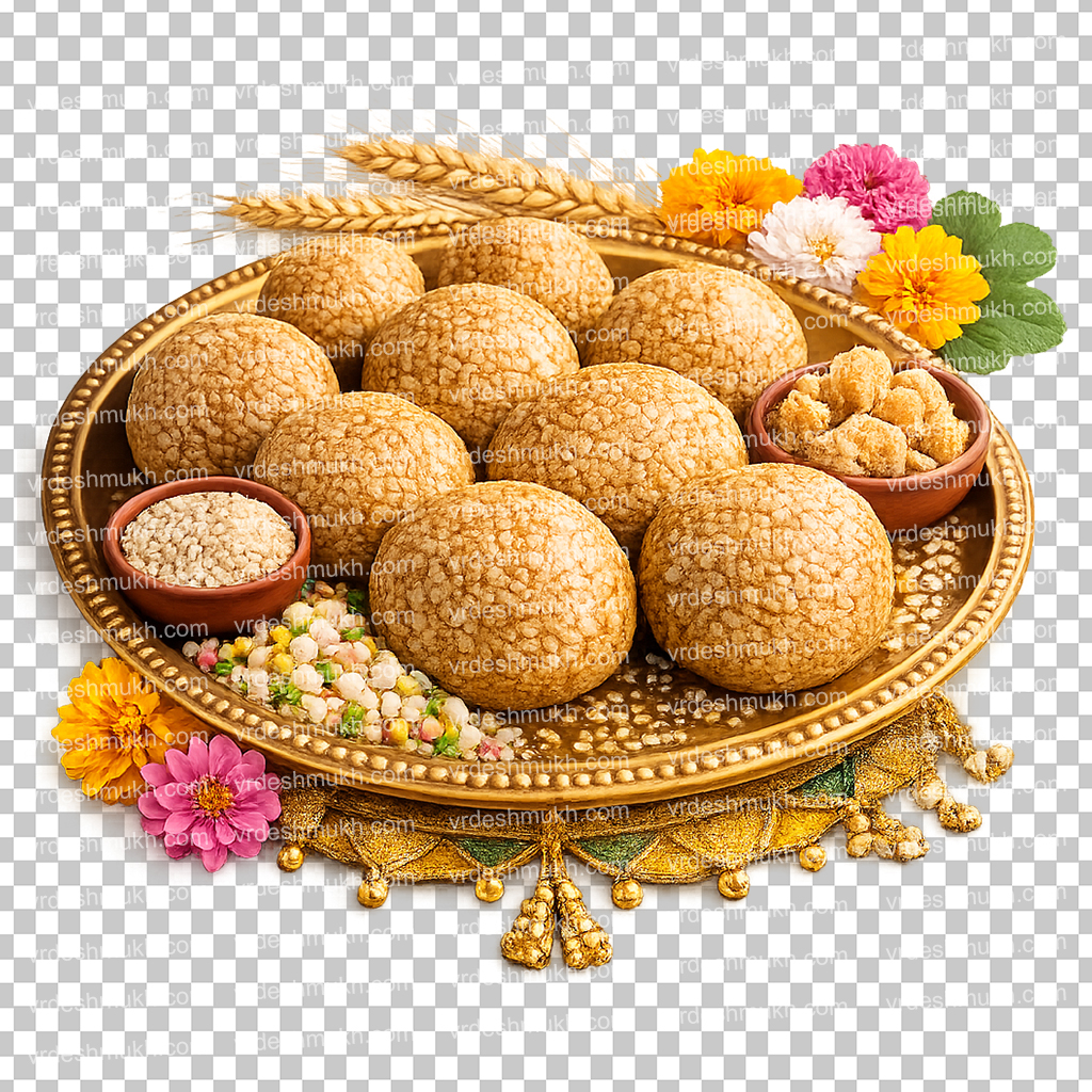 Makar Sankranti Tilgul Plate PNG Transparent Background | Tilgul Laddu PNG