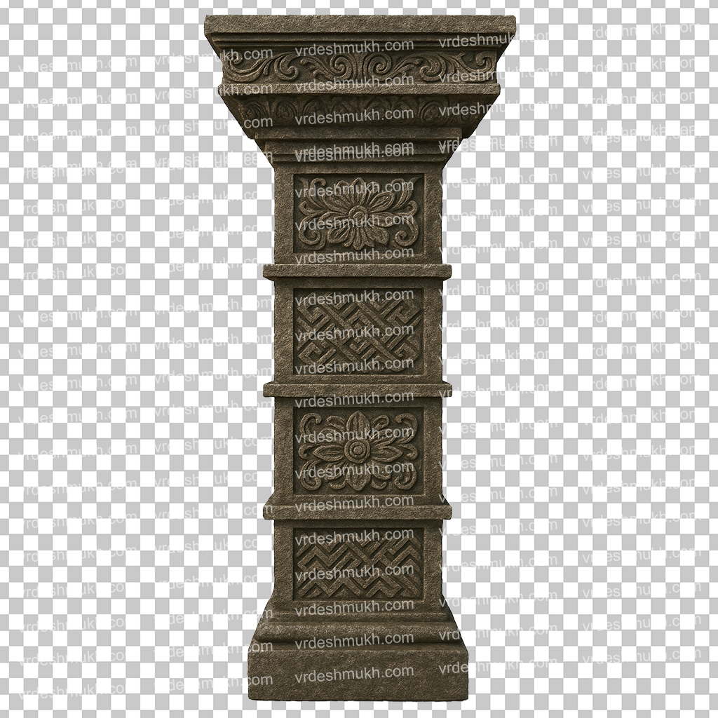 Stone Pillar Column PNG Transparent Background | Decorative Ancient Pillar PNG