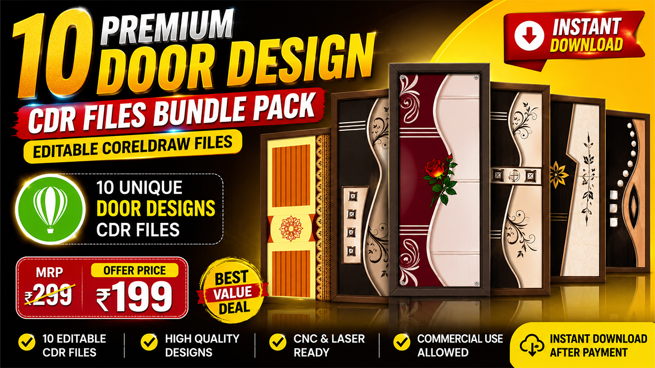 10 Premium Door Design CDR Files Bundle Pack | Editable CorelDRAW Files Download