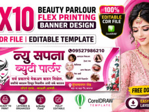 3X10 Beauty Parlour Flex Printing Banner Design CDR File | Editable CorelDRAW Template
