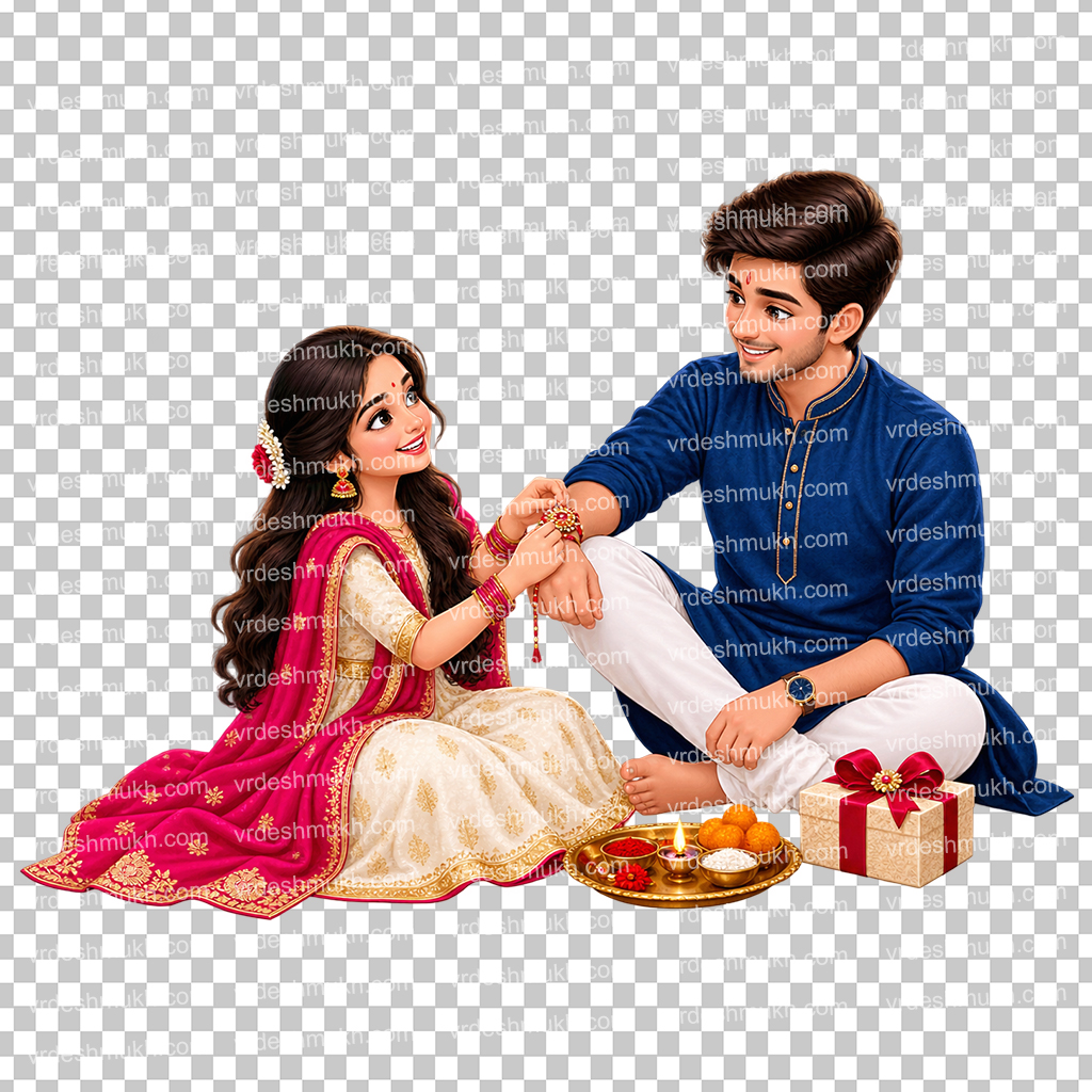 Brother Sister Raksha Bandhan PNG Transparent Background | Rakhi Festival PNG Free Download