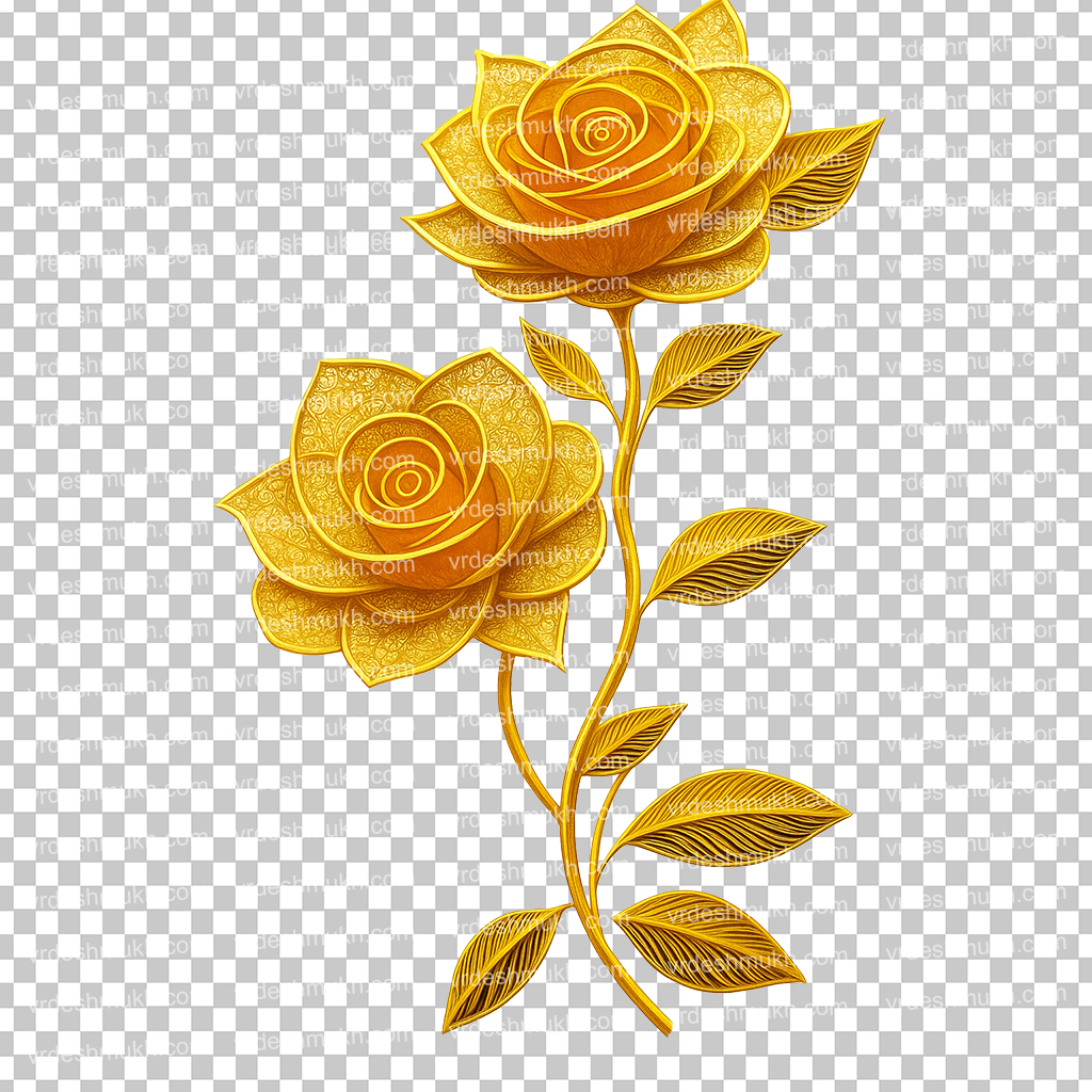 Golden Rose PNG Transparent Background | Gold Flower PNG Free Download