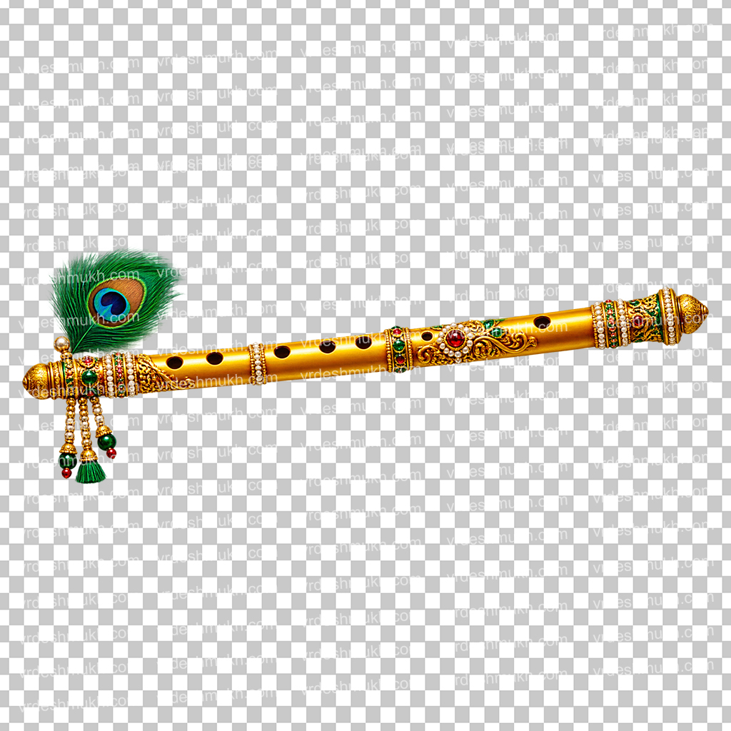 Krishna Flute PNG Transparent Background | Golden Bansuri PNG Free Download
